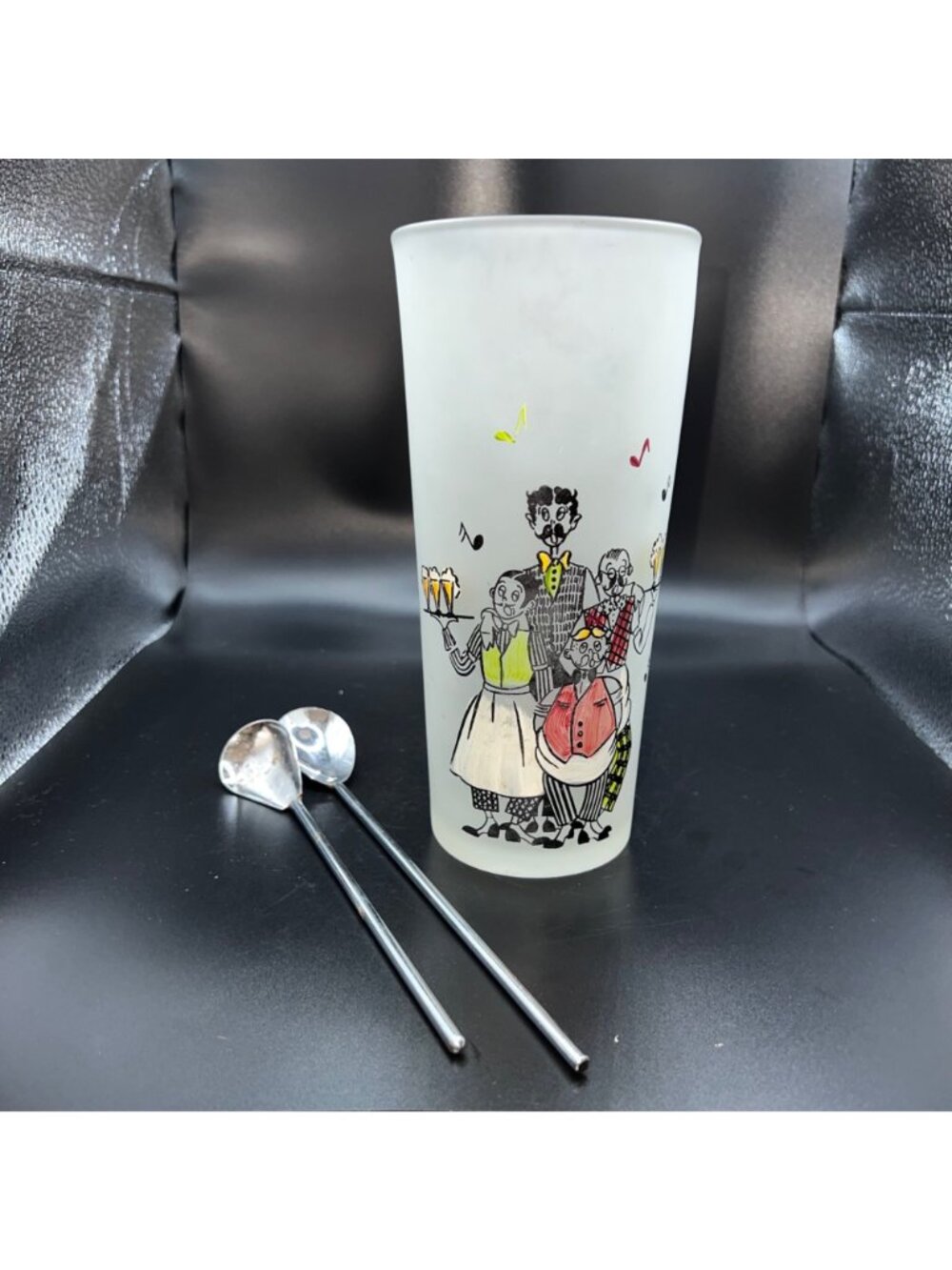Frosted Glass Measuring Pitcher With Ounce Markings Retro Barware Gay Fad Studio - Picture 9 of 10